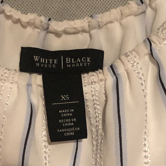 WHBM Off the Shoulder White and Blue Stripe Top - Picture 3 of 3